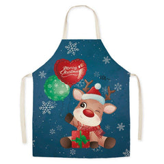 Santa Claus household kitchen imitation hemp housework apron cross - border Christmas oil - proof stains adult men's and women's work clothes - Coscosmos