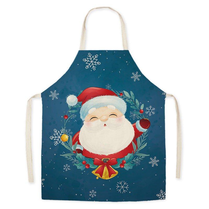 Santa Claus household kitchen imitation hemp housework apron cross - border Christmas oil - proof stains adult men's and women's work clothes - Coscosmos