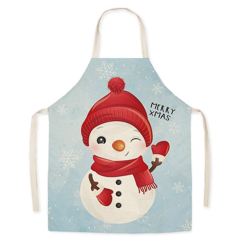 Santa Claus household kitchen imitation hemp housework apron cross - border Christmas oil - proof stains adult men's and women's work clothes - Coscosmos