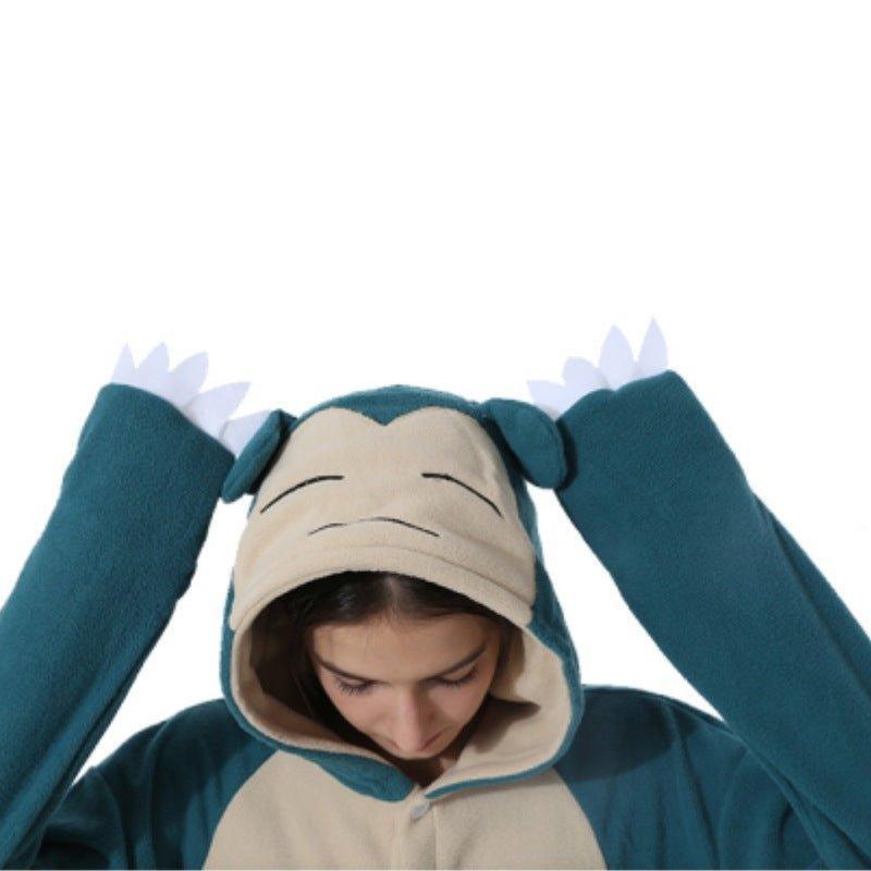 Snorlax Cartoon Animal Onesie Fleece Adult Halloween Couple Pajamas | Coscomos - Coscosmos