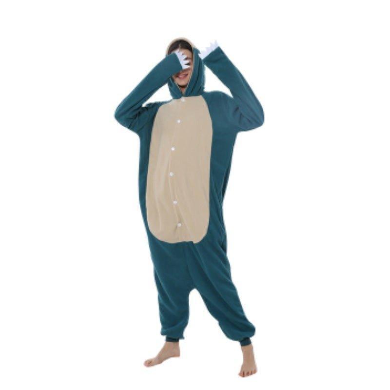 Snorlax Cartoon Animal Onesie Fleece Adult Halloween Couple Pajamas | Coscomos - Coscosmos