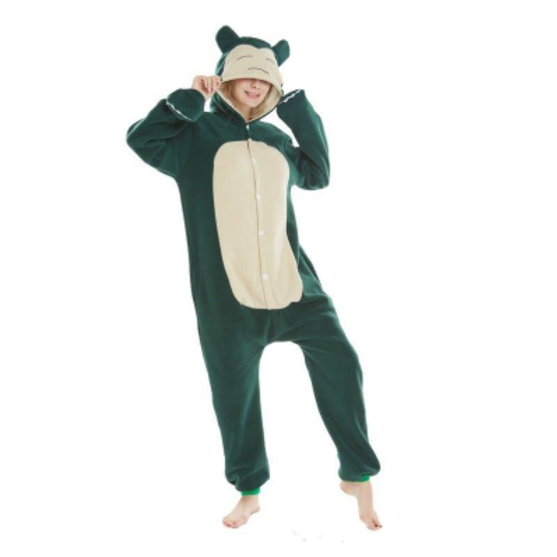 Snorlax Cartoon Animal Onesie Fleece Adult Halloween Couple Pajamas | Coscomos - Coscosmos