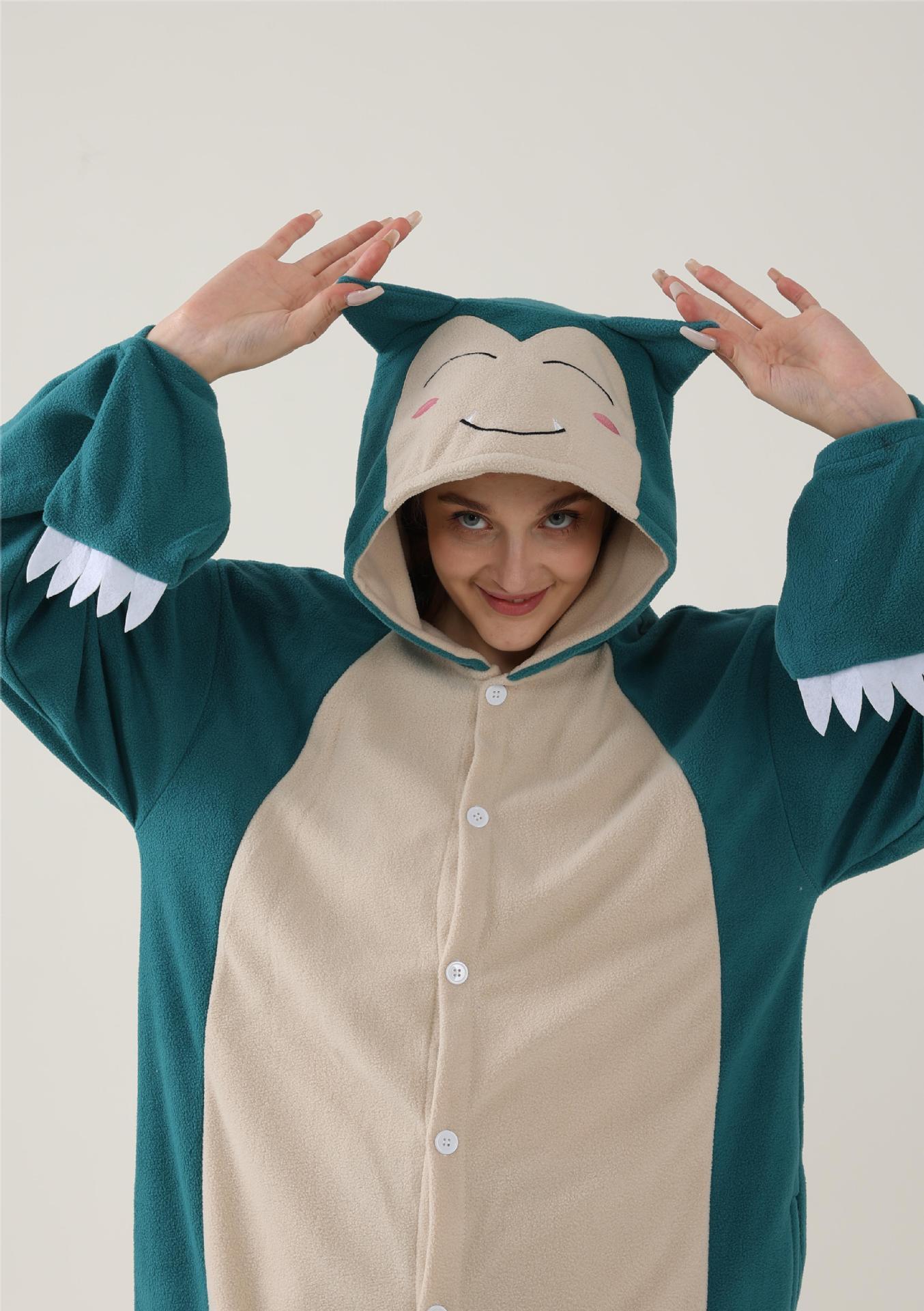 Snorlax Cartoon Animal Onesie Fleece Adult Halloween Couple Pajamas | Coscomos - Coscosmos