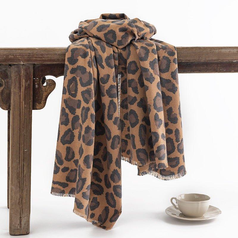 Soft Cashmere - Like Leopard Print Scarf with Tassels | Cozy Women’s Shawl Wrap for Fall and Winter 2024 - Coscosmos