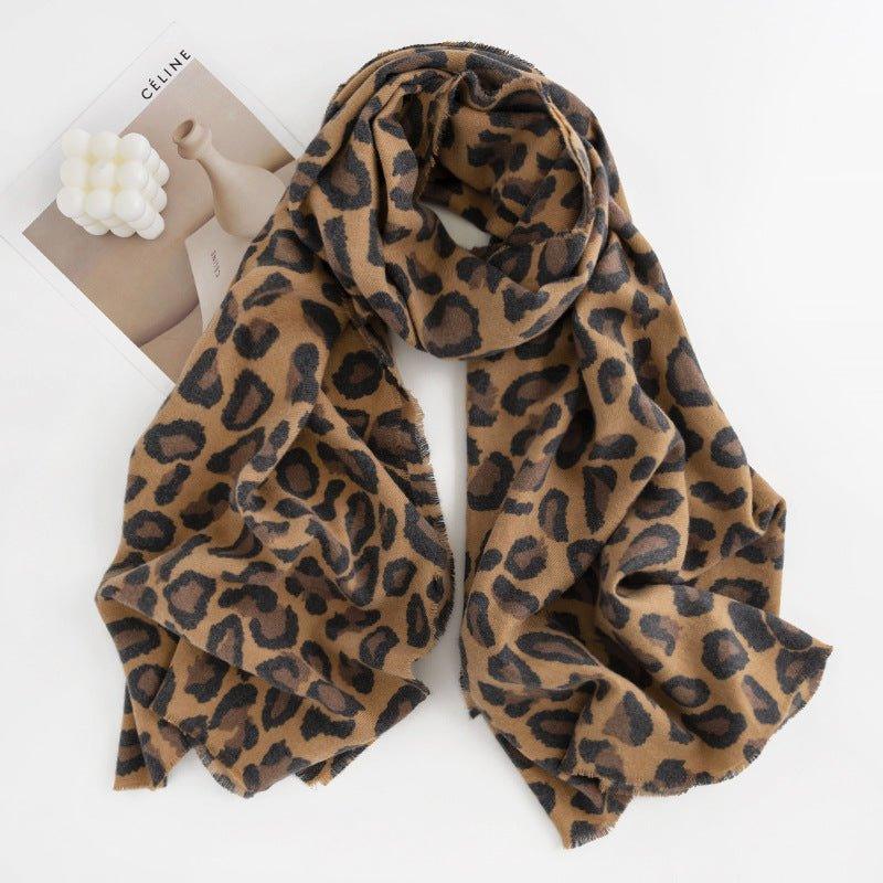 Soft Cashmere - Like Leopard Print Scarf with Tassels | Cozy Women’s Shawl Wrap for Fall and Winter 2024 - Coscosmos