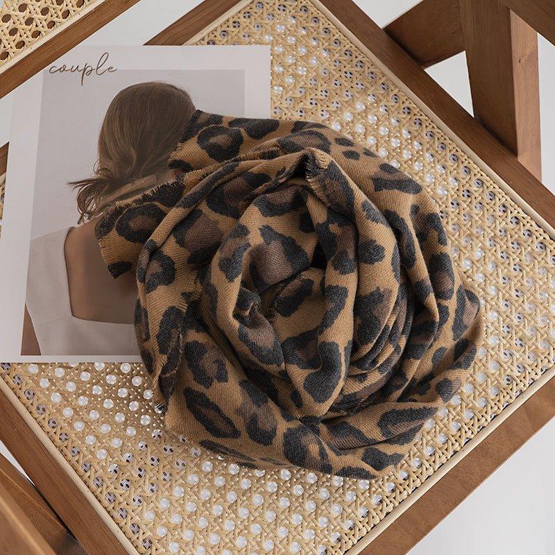 Soft Cashmere - Like Leopard Print Scarf with Tassels | Cozy Women’s Shawl Wrap for Fall and Winter 2024 - Coscosmos