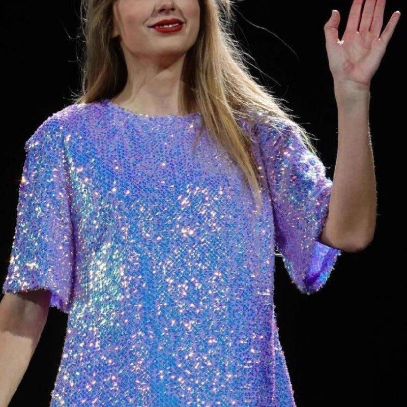 Taylor Swift Concert Performance Costume Dress | Lavender Sequin Tour Outfit | Coscomos - Coscosmos