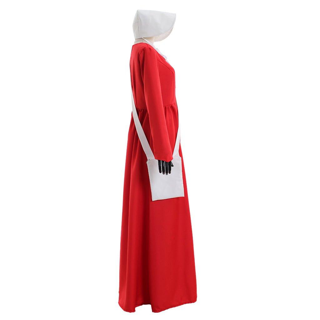 The Handmaid’s Tale Cosplay Costume – Offred Cloak Cape Dress with White Hat and Bag for Women – Perfect for Halloween, Carnival, and Party Events - Coscosmos