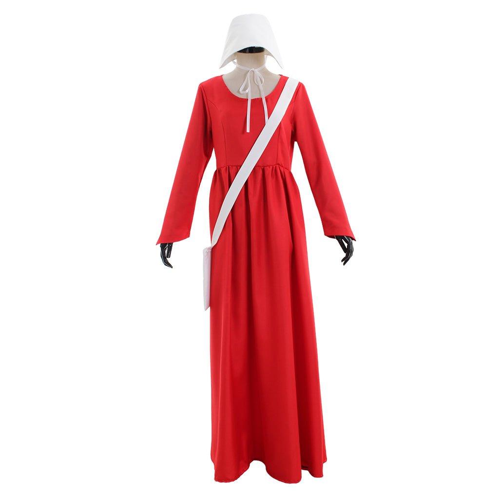 The Handmaid’s Tale Cosplay Costume – Offred Cloak Cape Dress with White Hat and Bag for Women – Perfect for Halloween, Carnival, and Party Events - Coscosmos