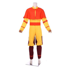 The Last Airbender Cosplay Avatar Aang Costume Yellow Suit with Red Cloak - Coscosmos