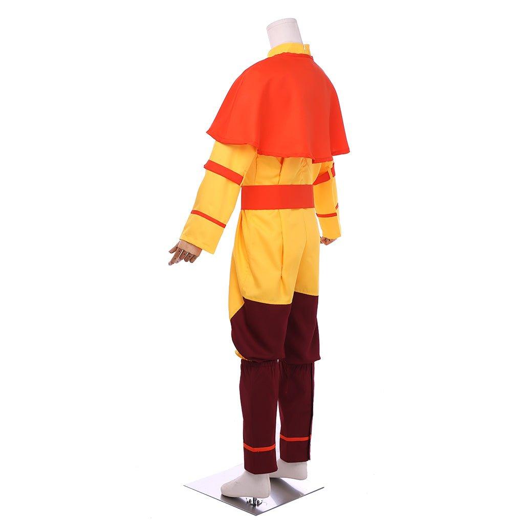 The Last Airbender Cosplay Avatar Aang Costume Yellow Suit with Red Cloak - Coscosmos