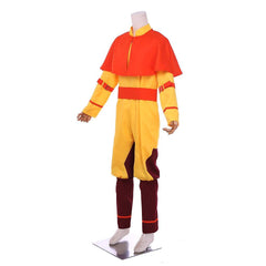 The Last Airbender Cosplay Avatar Aang Costume Yellow Suit with Red Cloak - Coscosmos