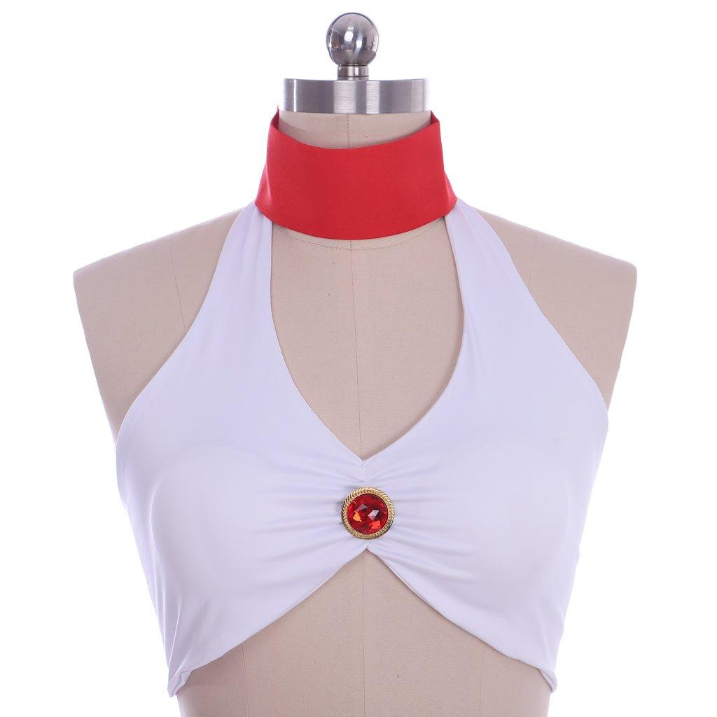 The Last Airbender Ty Lee Cosplay Swimsuit Set – Sexy White Top and Mini Skirt - Coscosmos