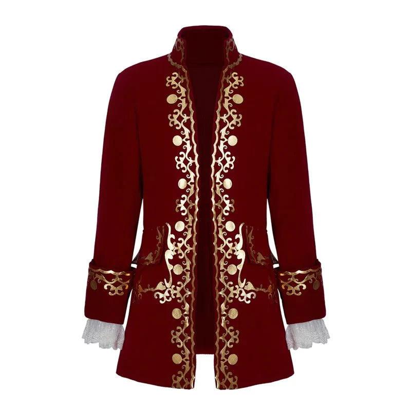 Tudor King Prince Rococo Costume - Red Velvet Colonial Noble Regent Uniform | Coscomos Custom Series - Coscosmos