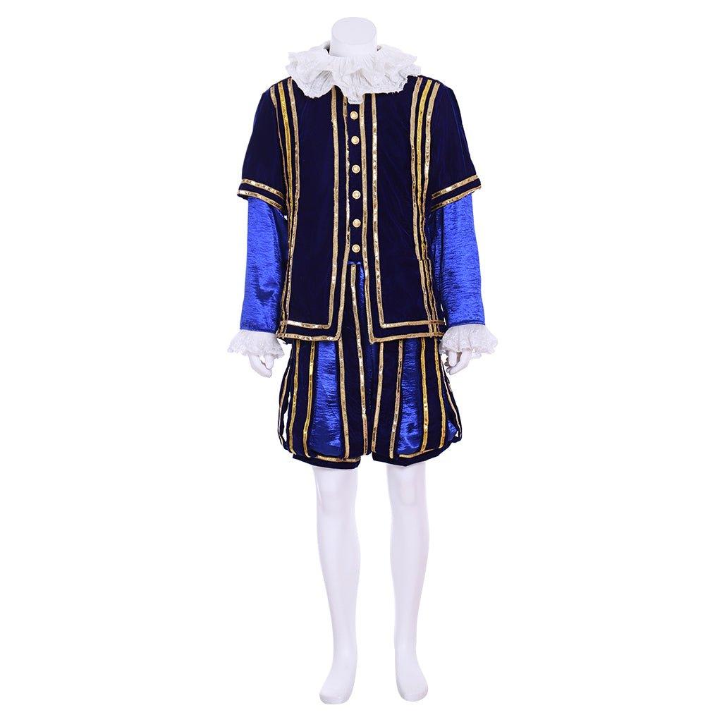 Tudor Period King Cosplay Blue Outfit - Medieval Men’s Renaissance Costume - Coscosmos