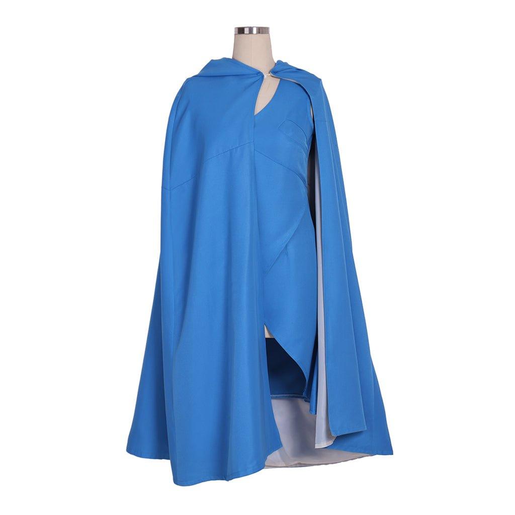 TV Series Daenerys Cosplay Targaryen Costume Blue Dress with Cape for Women | Halloween & Party Stage Performance Suit | Coscomos - Coscosmos