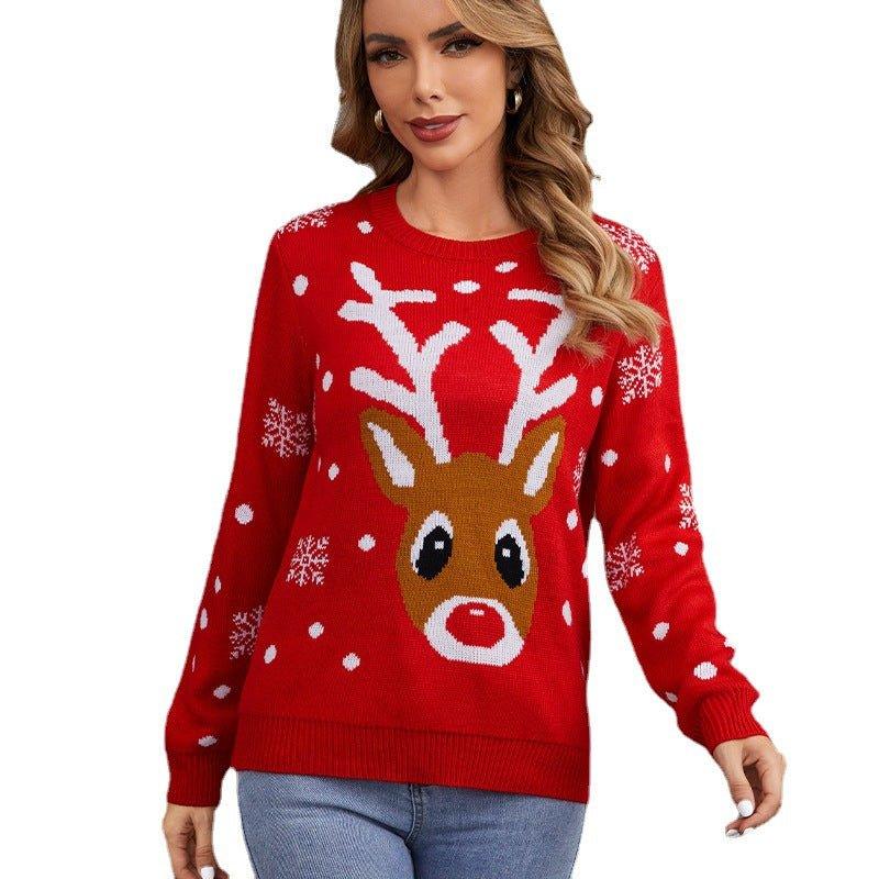 Ugly Christmas Sweater for Women – Funny Reindeer Open - Front Knitted Cardigan Coat for Holiday Parties - Coscosmos