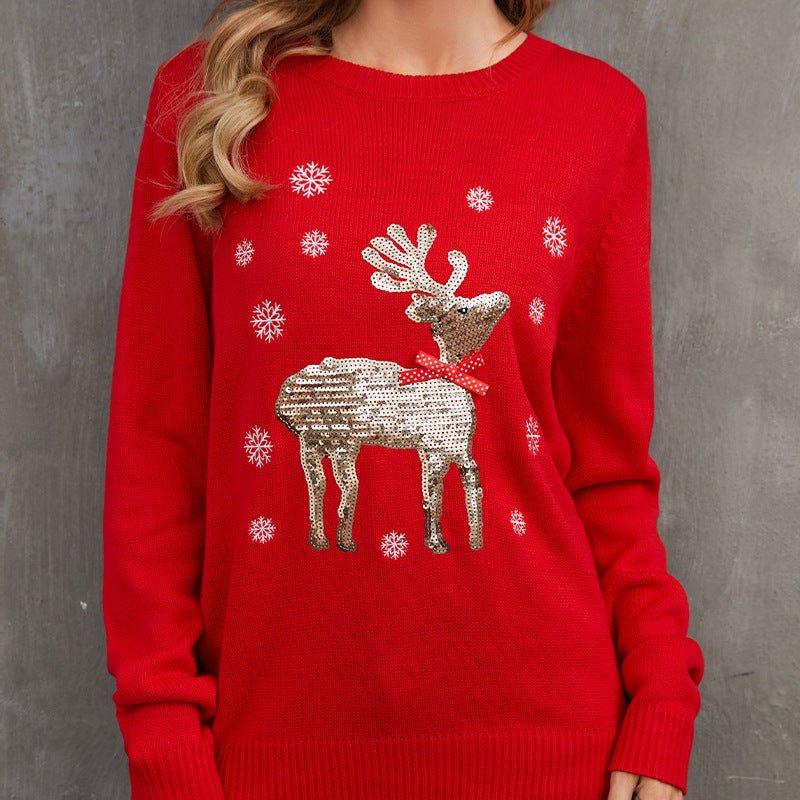 Ugly Christmas Sweater for Women – Funny Reindeer Open - Front Knitted Cardigan Coat for Holiday Parties - Coscosmos