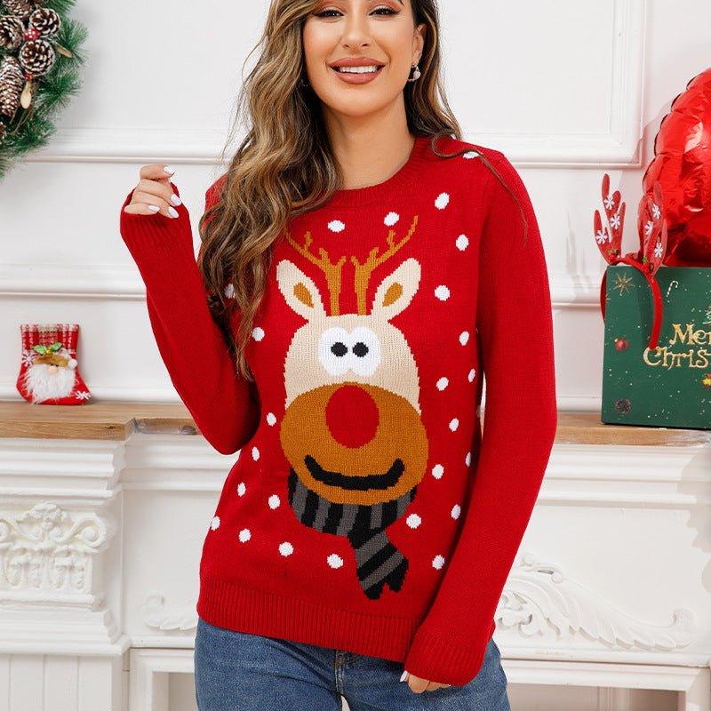 Ugly Christmas Sweater for Women – Funny Reindeer Open - Front Knitted Cardigan Coat for Holiday Parties - Coscosmos