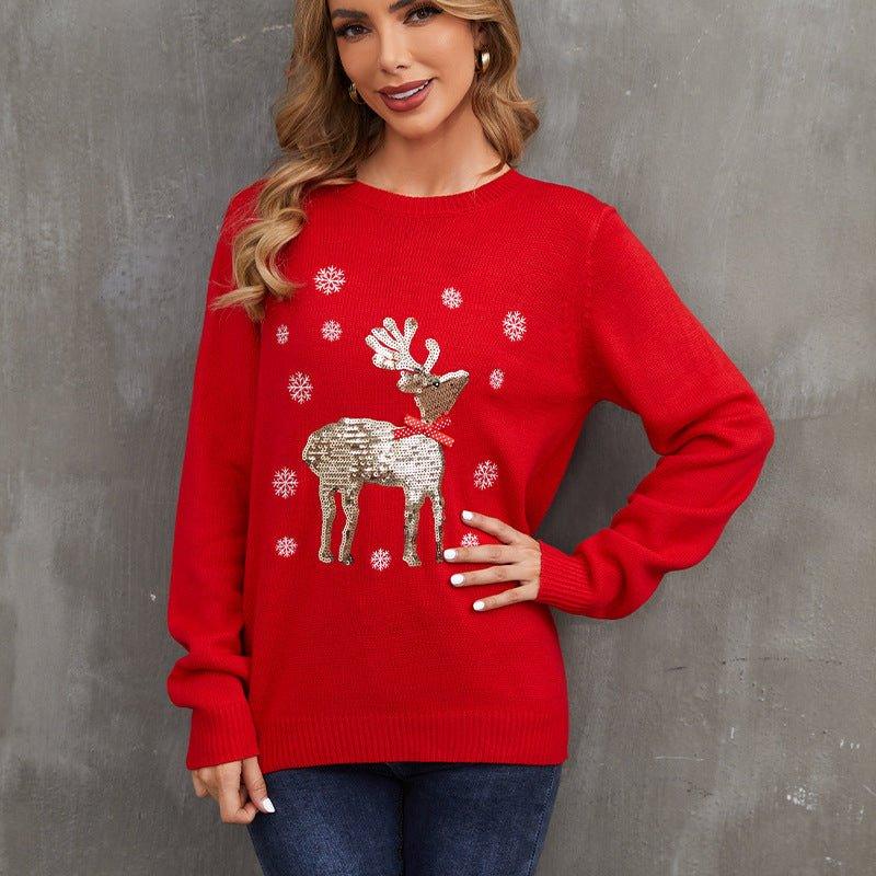 Ugly Christmas Sweater for Women – Funny Reindeer Open - Front Knitted Cardigan Coat for Holiday Parties - Coscosmos