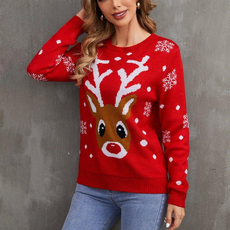 Ugly Christmas Sweater for Women – Funny Reindeer Open - Front Knitted Cardigan Coat for Holiday Parties - Coscosmos