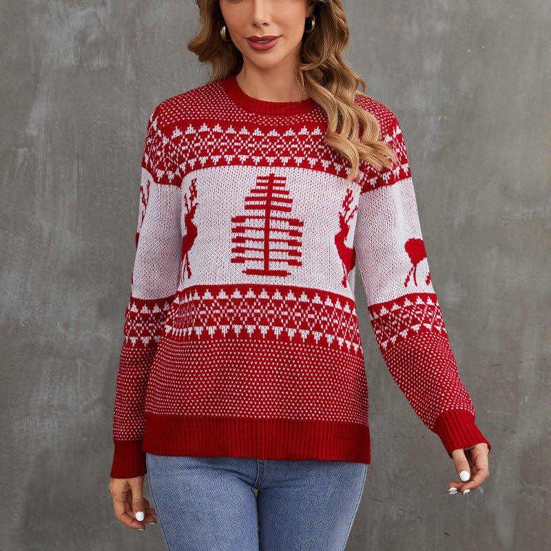 Ugly Christmas Sweater for Women – Funny Reindeer Open - Front Knitted Cardigan Coat for Holiday Parties - Coscosmos