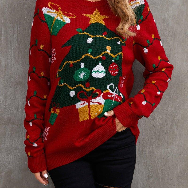 Ugly Christmas Sweater for Women – Funny Reindeer Open - Front Knitted Cardigan Coat for Holiday Parties - Coscosmos