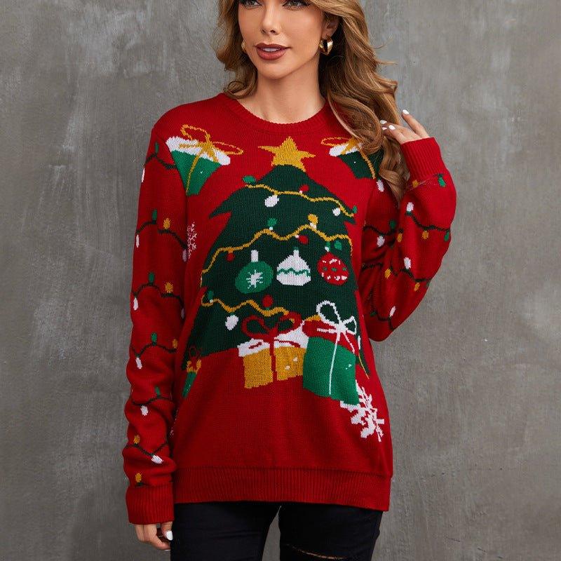 Ugly Christmas Sweater for Women – Funny Reindeer Open - Front Knitted Cardigan Coat for Holiday Parties - Coscosmos