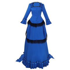 Victorian Bustle Gown Dress | Medieval Renaissance Blue Victorian Dress - Coscosmos