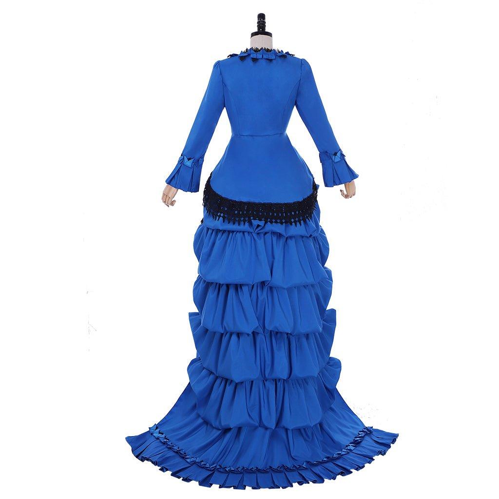 Victorian Bustle Gown Dress | Medieval Renaissance Blue Victorian Dress - Coscosmos