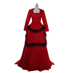 Victorian Bustle Gown Dress | Red Medieval Renaissance Victorian Dress for Cosplay - Coscosmos