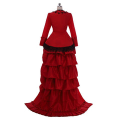 Victorian Bustle Gown Dress | Red Medieval Renaissance Victorian Dress for Cosplay - Coscosmos