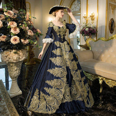 Victorian Elegance Gown: French - Inspired European Court Dress for Performances - Coscosmos