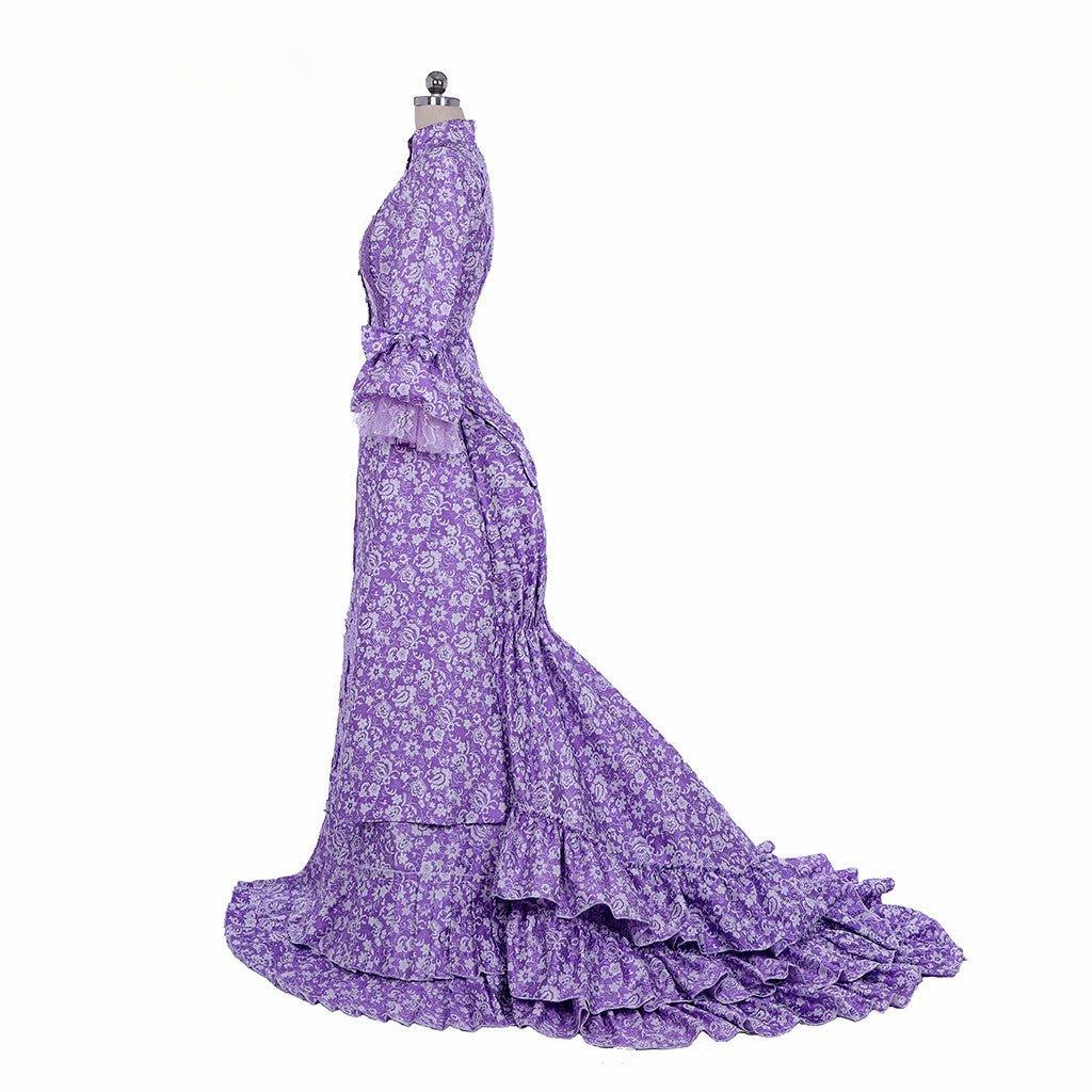 Victorian Gothic Purple Bustle Gown | Civil War Southern Belle Ball Gown Dress for Christmas - Coscosmos