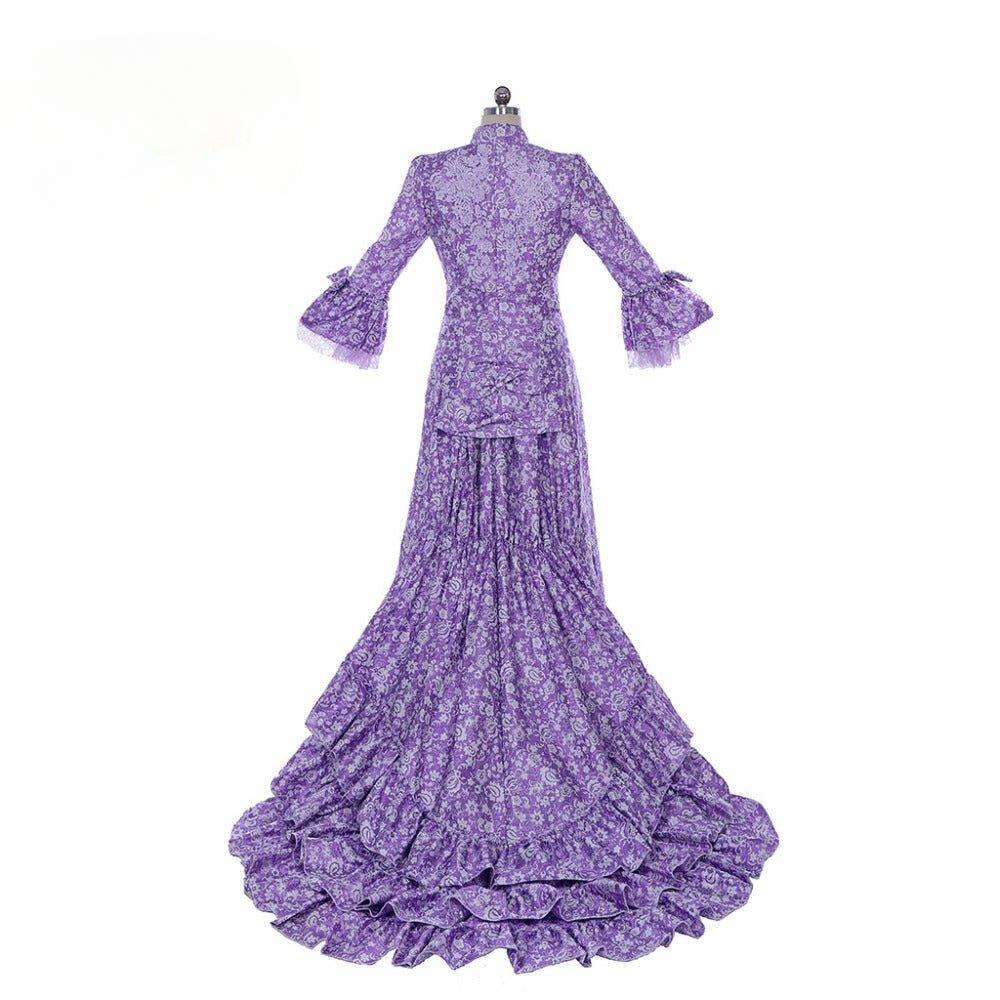 Victorian Gothic Purple Bustle Gown | Civil War Southern Belle Ball Gown Dress for Christmas - Coscosmos