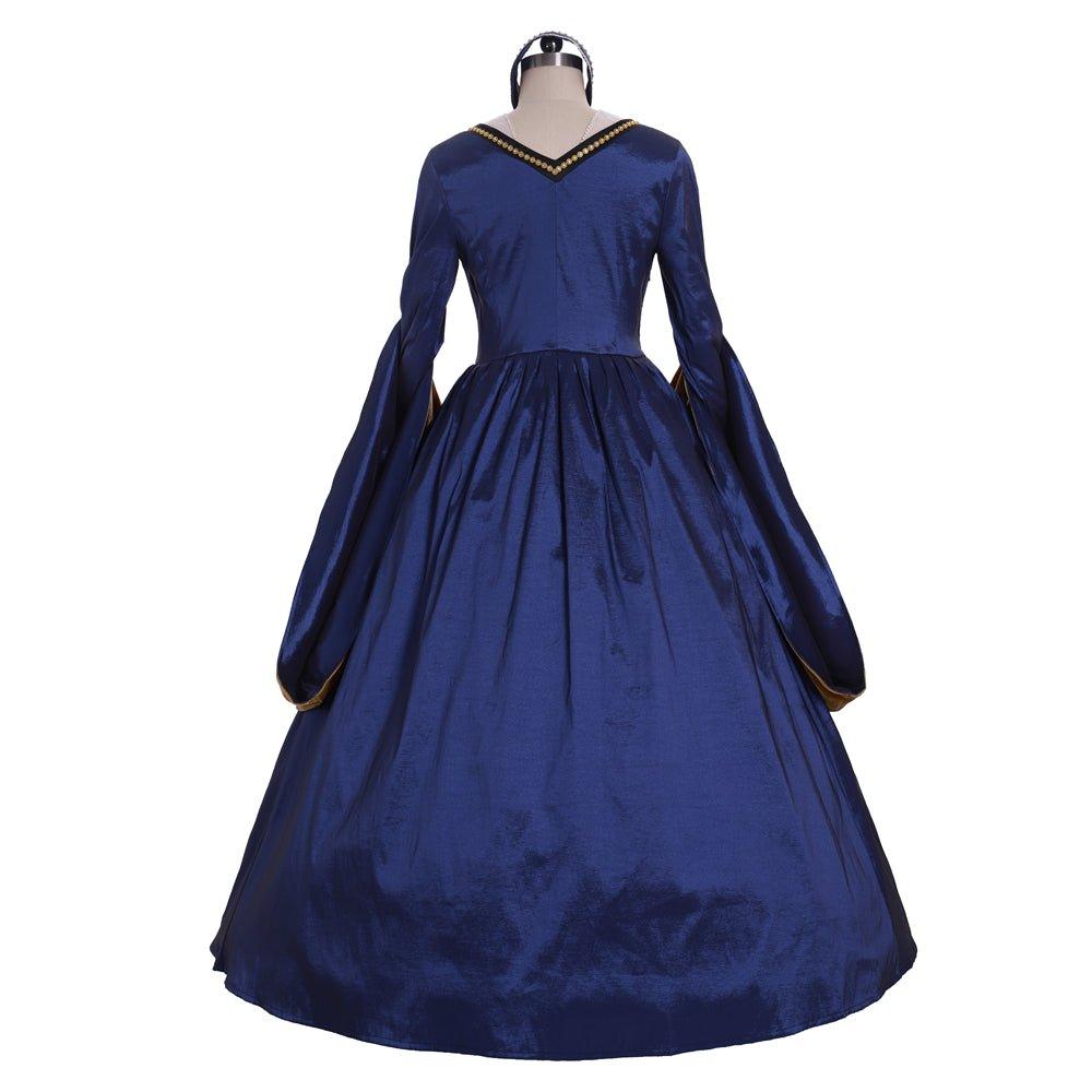 Victorian Queen Elizabeth Tudor Renaissance Dress | Anne Boleyn Style Blue Cosplay Costume for Women - Coscosmos