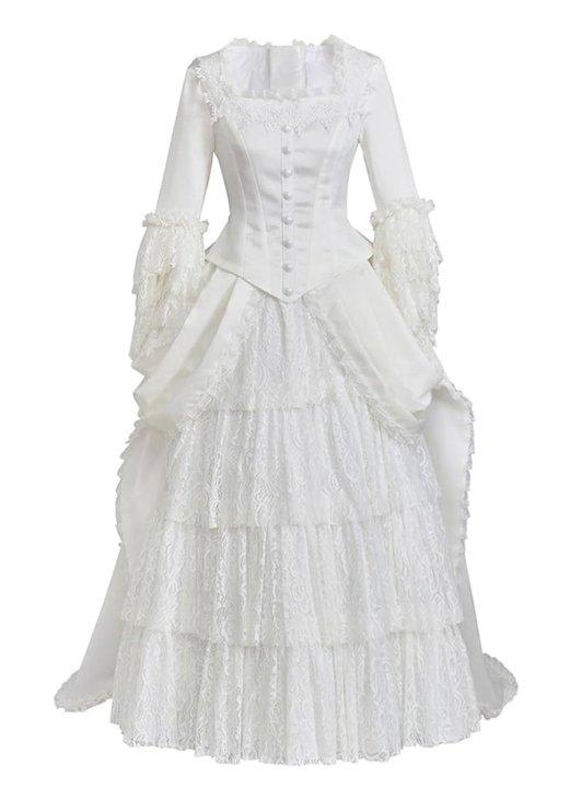 Victorian White Bridal Masquerade Gown | Christine Daae Cosplay Costume from The Phantom of the Opera - Coscosmos