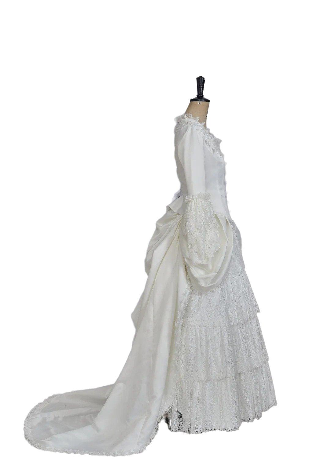 Victorian White Bridal Masquerade Gown | Christine Daae Cosplay Costume from The Phantom of the Opera - Coscosmos