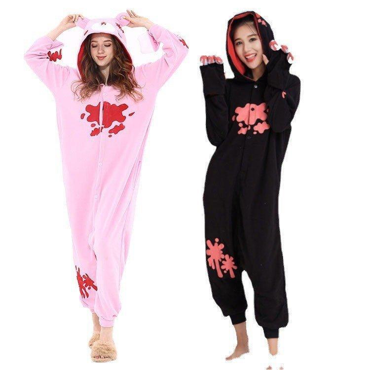 Violent Bear Couple Onesie Pajamas | Winter Thick Cartoon Animal Sleepwear for Women and Men | Coscomos - Coscosmos