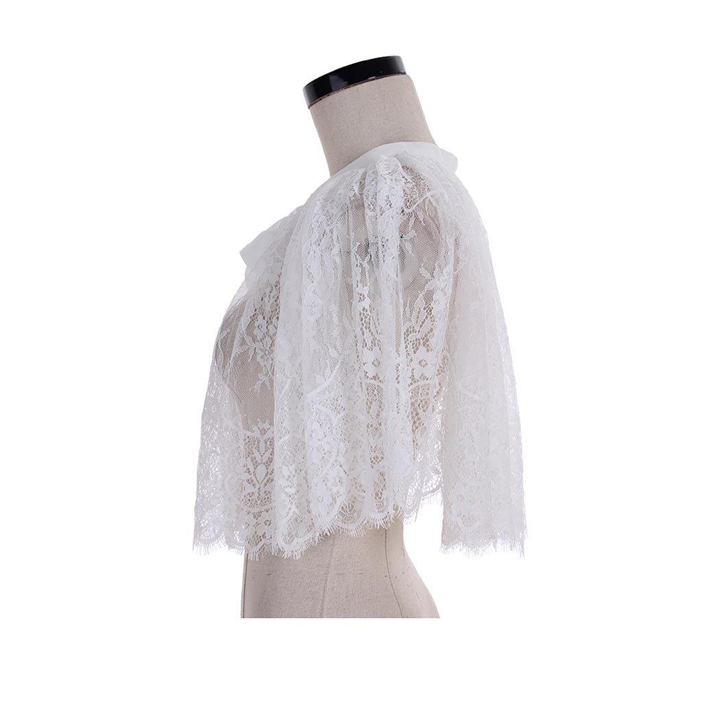 : white Lace Bolero Shrugs For Women Ladies Wedding Capes Wraps Bridal Bolero Short Cape Shawl and Wraps Evening Dress Wedding Cover Up - Coscosmos