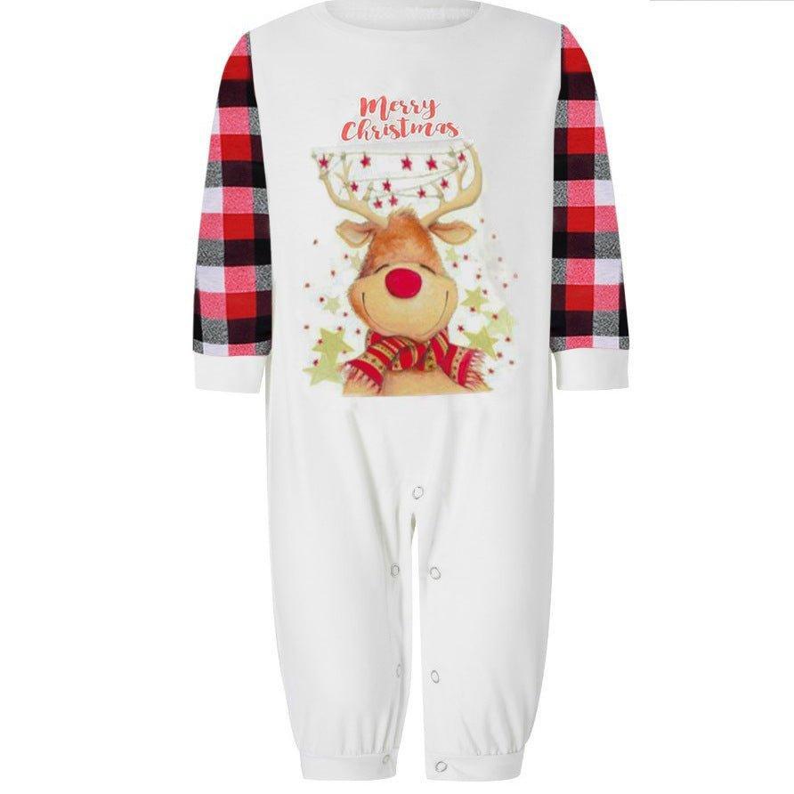 White Merry Christmas Cartoon Reindeer Family Matching Pajamas | Cozy Fall/Winter Parent - Child Christmas Sleepwear for Family - Coscosmos