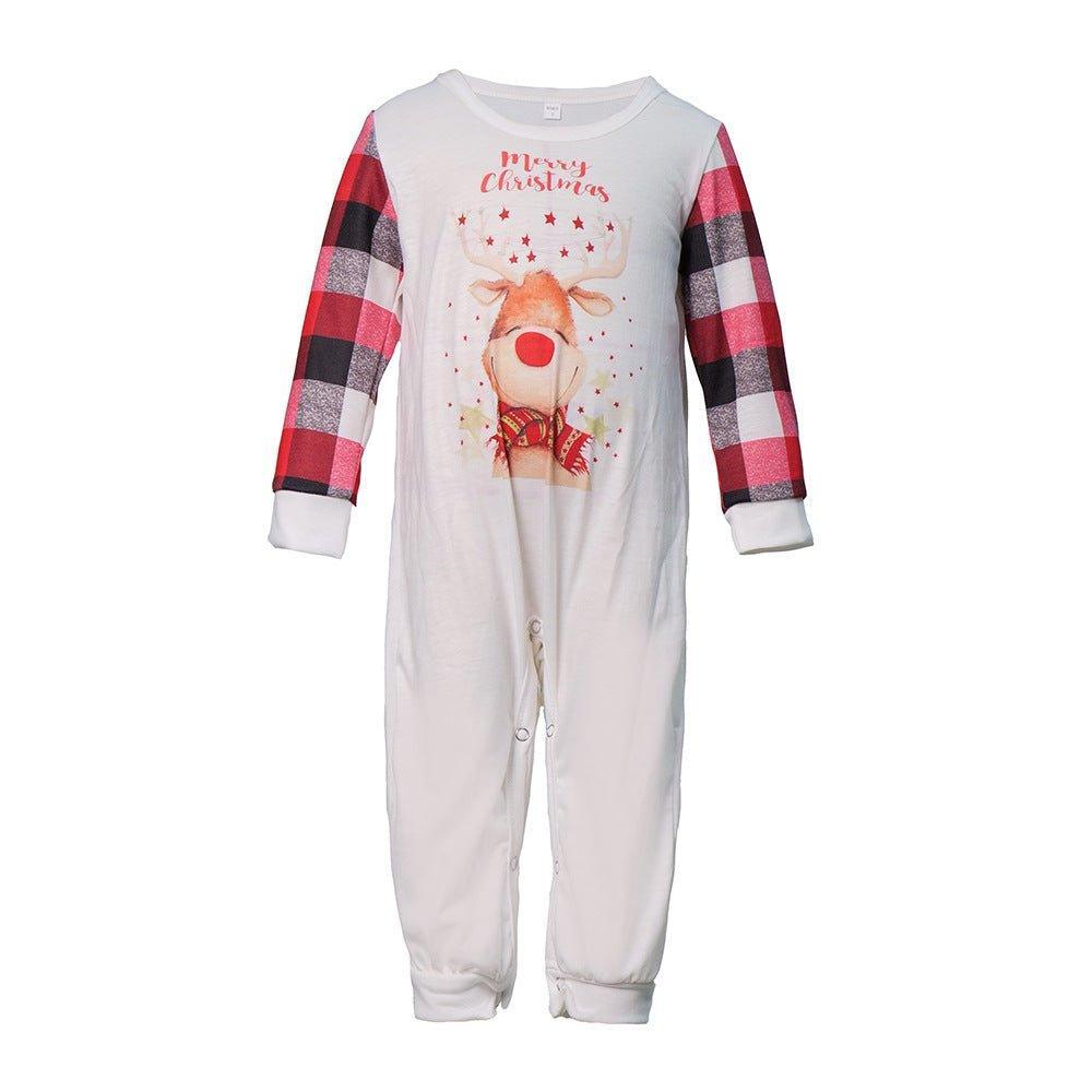 White Merry Christmas Cartoon Reindeer Family Matching Pajamas | Cozy Fall/Winter Parent - Child Christmas Sleepwear for Family - Coscosmos