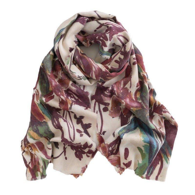 Winter 2024 Women's Printed Scarf Soft Cashmere Feel Warm Wrap Cozy Shawl for Thanksgiving & Halloween - Coscosmos