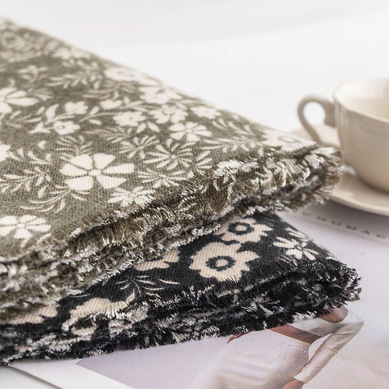 Winter Faux Cashmere Scarf with Daisy Print - Cozy Women's Wrap for Cold Weather | Perfect for Thanksgiving & Halloween - Coscosmos