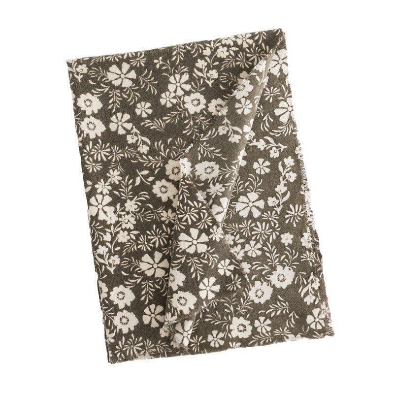 Winter Faux Cashmere Scarf with Daisy Print - Cozy Women's Wrap for Cold Weather | Perfect for Thanksgiving & Halloween - Coscosmos