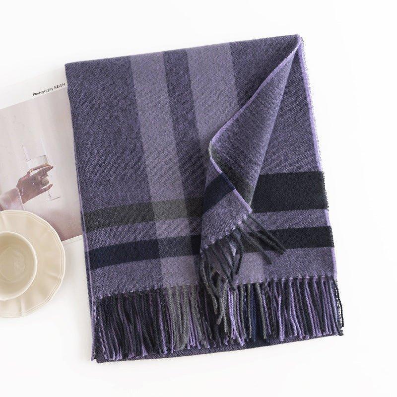 Winter Plaid Scarf with Tassels | Cozy Faux Cashmere Scarf for Women | Warm Shawl for Thanksgiving & Halloween - Coscosmos