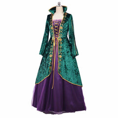 Witch Cosplay Costume Dress | Medieval Green Renaissance Robe Set for Women | Movie & TV - Inspired Halloween Costume - Coscosmos