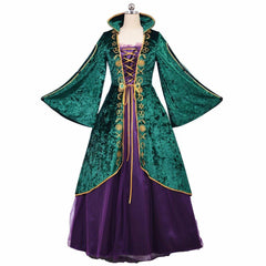 Witch Cosplay Costume Dress | Medieval Green Renaissance Robe Set for Women | Movie & TV - Inspired Halloween Costume - Coscosmos