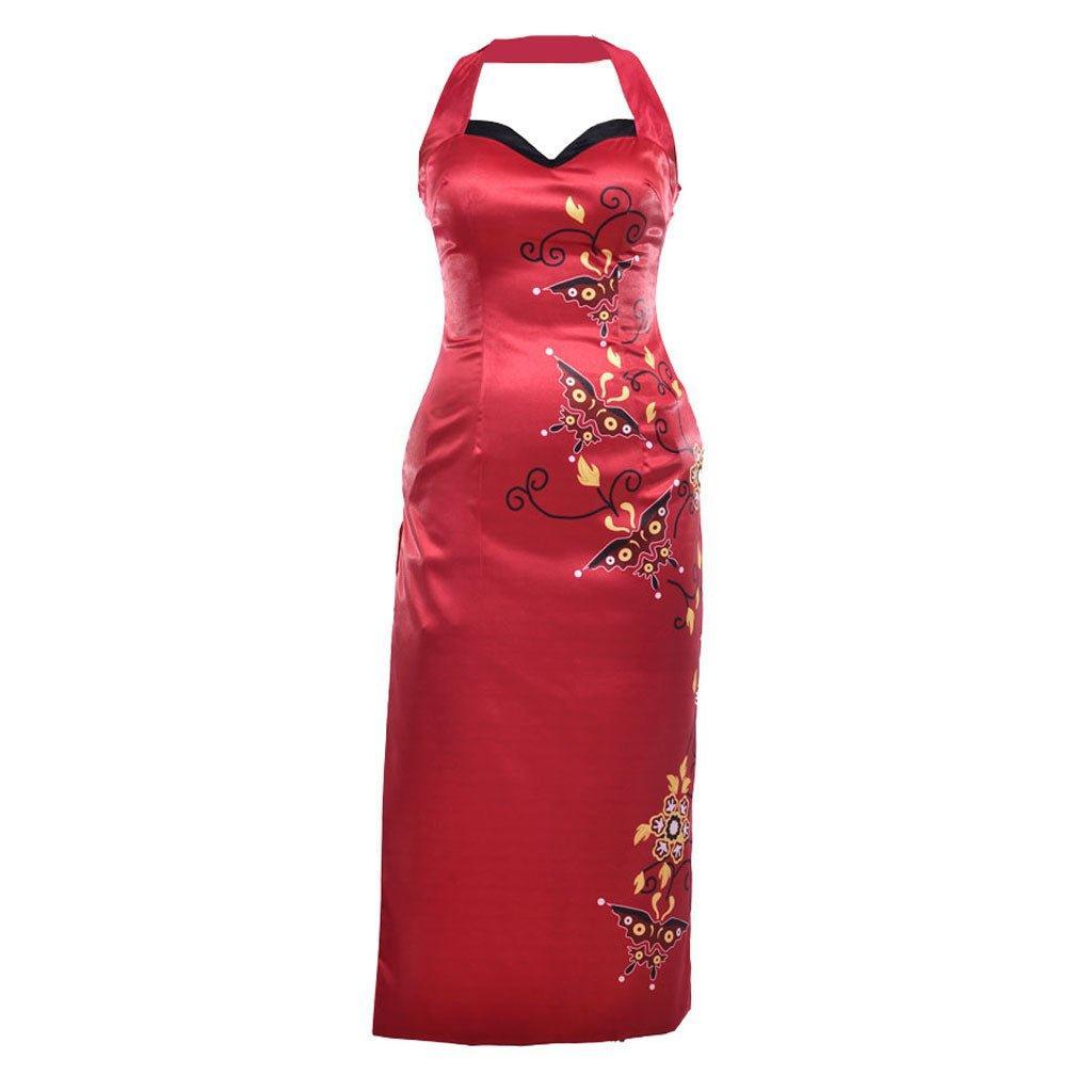 Women's Ada Wong Cosplay Costume Red Printed Cheongsam Dress | Resident Evil Movie & Game Cosplay Outfit - Coscosmos