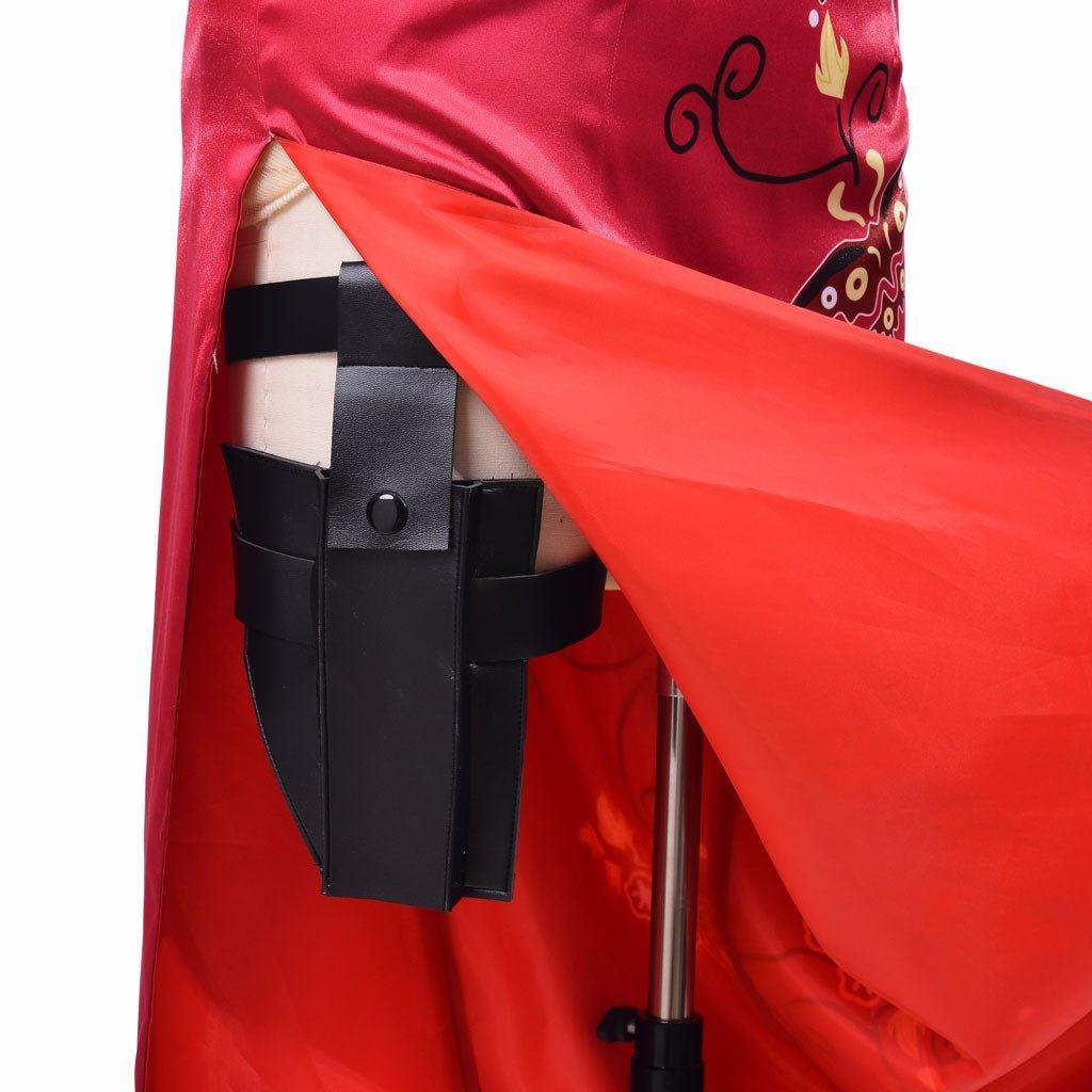 Women's Ada Wong Cosplay Costume Red Printed Cheongsam Dress | Resident Evil Movie & Game Cosplay Outfit - Coscosmos